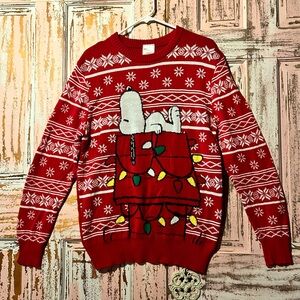 Peanuts Red Holiday Crewneck Sweater with Snoopy